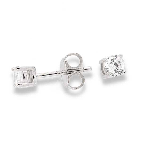 Zircon Stud Earrings - Silver