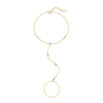 Handchain Finger Bracelet With Zircon Details - Gold Plated