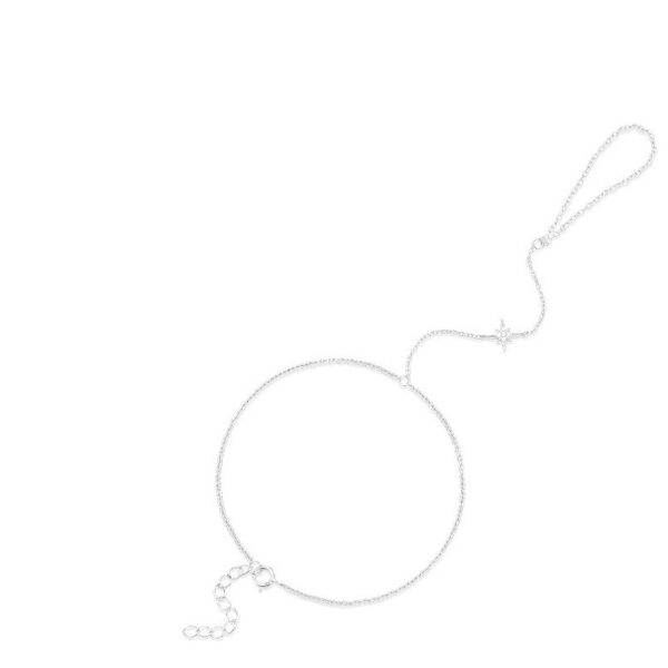 Handchain Finger Bracelet With Star Zircon Detail - Silver