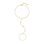 Handchain Finger Bracelet With Geometric Zircon Details - Gold Plated