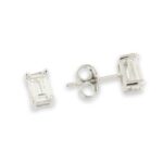 Baguette Stud Earrings - Silver
