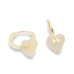 Heart Charm Hoop Earrings - Gold Plated