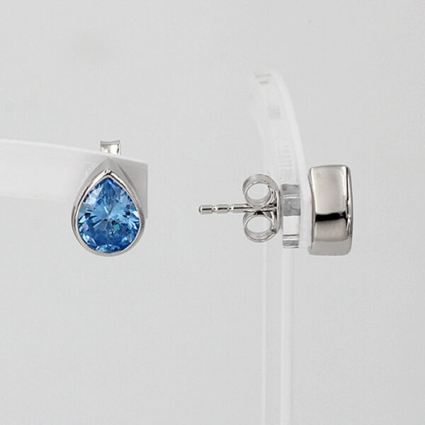 Sky Blue Teardrop - Stud Earrings - Silver