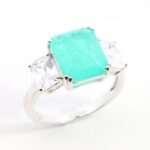 Three Zircon Stones Ring - Princess Shaped - Silver