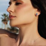 Sky Blue Teardrop - Stud Earrings - Silver - Image 2