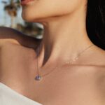 Sky Blue Teardrop - Necklace - Silver - Image 2